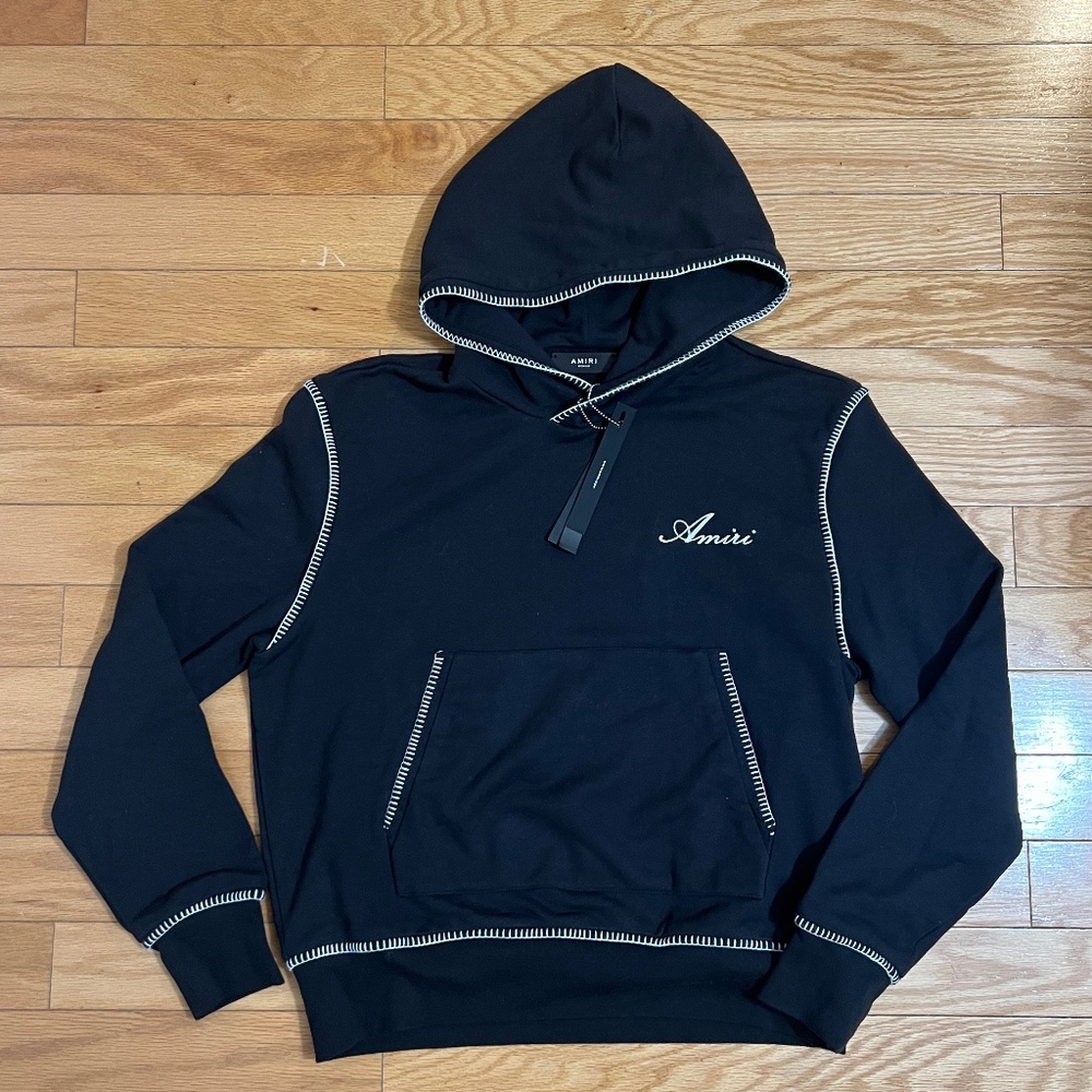 NWT Amiri Stitch Logo Black Hoodie, Medium